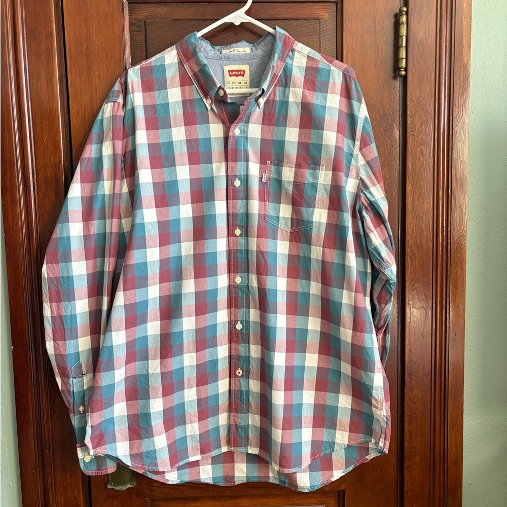 Levi's Men's Checkered Shirt - Red and Blue